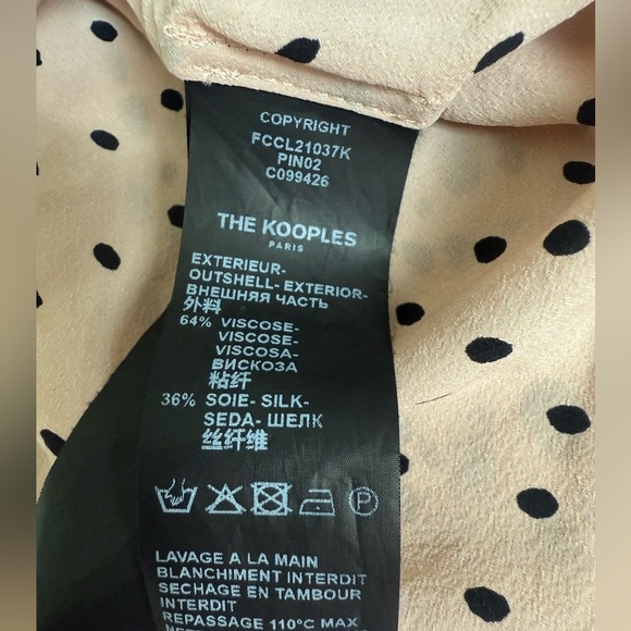 The Kooples Polka Dot Neck Tie Ruffled Detail Silk Blend Button Down Size 2 - Picture 4 of 4